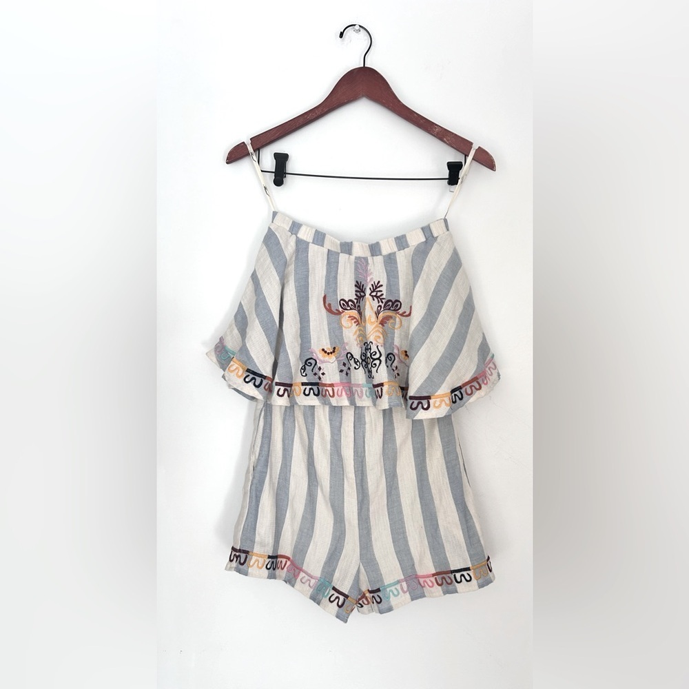 Anthropologie THML Womens 100% Cotton Romper Size XS
Striped Bardot